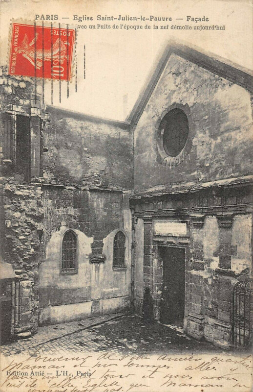 Carte postale ancienne Paris Ve Eglise De Saint Julien Le Pauvre La Facade à Paris 5e