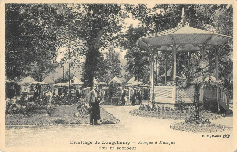 Carte postale ancienne Ermitage de Longchamp - Kiosque à Musique - Bois de Boulogne à Paris 16e