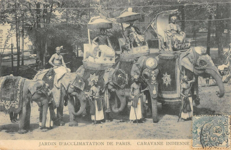 Carte postale ancienne Jardin d'Acclimatation de Paris - Caravane Indienne à Paris 16e