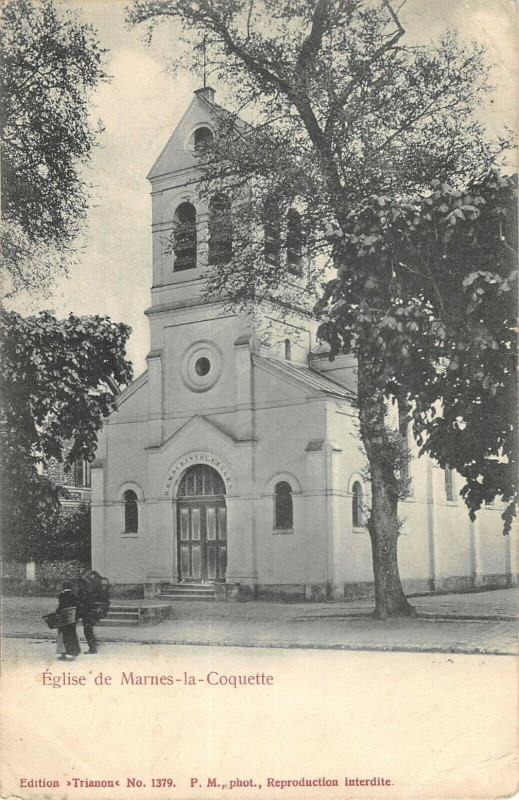 Carte postale ancienne Marnes La Coquette Eglise à Marnes-la-Coquette