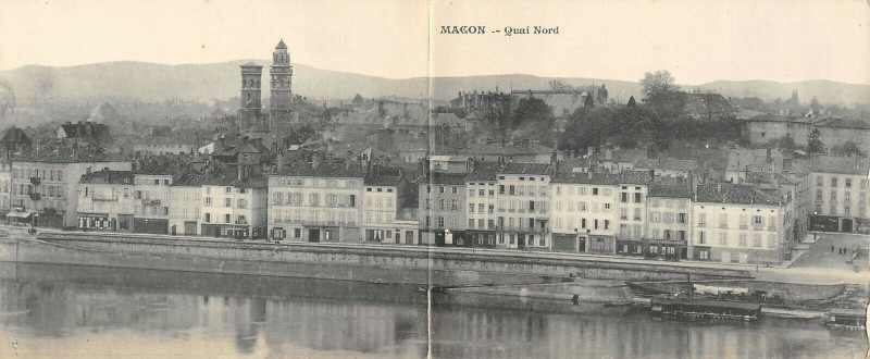 Carte postale ancienne Macon Grande Cpa Double Macon Quai Nord à Mâcon