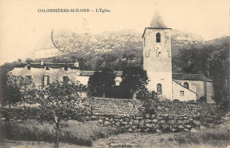 Carte postale ancienne Colombieres Sur Orb L'Eglise