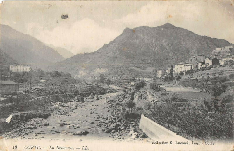 Carte postale ancienne 20 Corse Corte La Restonica à Corte