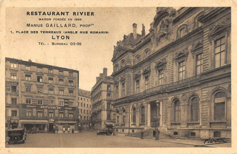 Carte postale ancienne Lyon Restaurant Rivier à Lyon