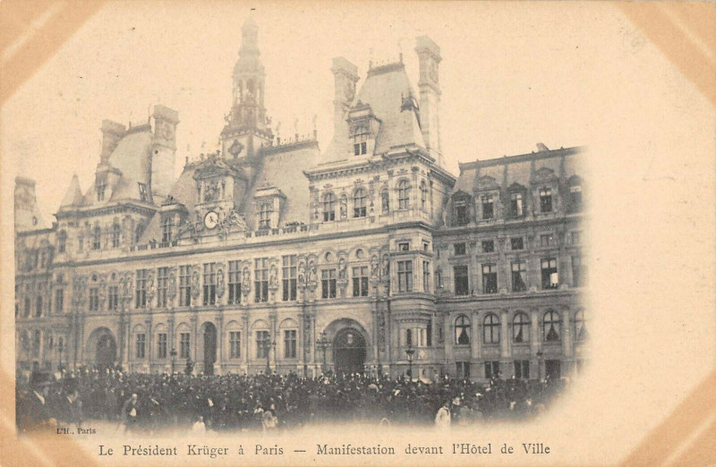 Carte postale ancienne Paris Le President Kruger Manifestation Devant L'Hotel De Ville à Paris