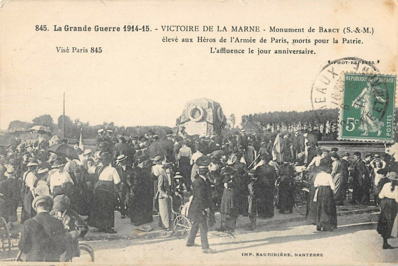 Carte postale ancienne Victoire De La Marne Monument De Barcy à Barcy