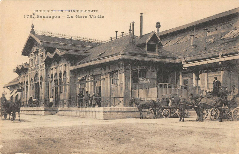 Carte postale ancienne Besancon La Gare Viotte à Besançon