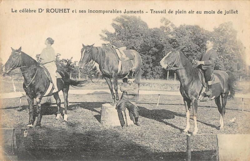 Carte postale ancienne Le Celebre Docteur Rpuhet Et Ses Juments Travail De Plein Air En Juillet