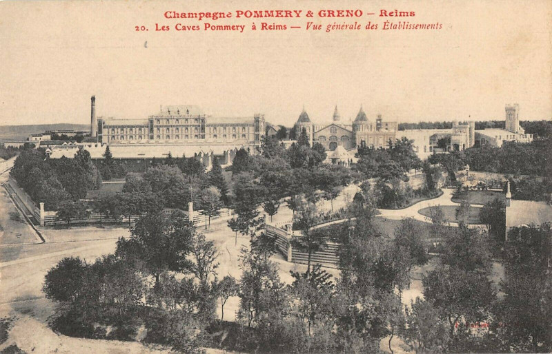 Carte postale ancienne Reims Pommery Greno Les Caves Pommery Reims Vue Generale Etablissements à Reims