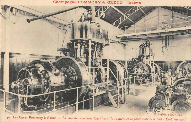 Carte postale ancienne Reims Pommery Greno Les Caves Pommery Reims Salle Des Machine Pour Lumier à Reims