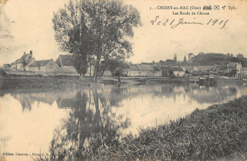 Carte postale ancienne Choisy Au Bac Les Bords De L'Aisne à Choisy-au-Bac