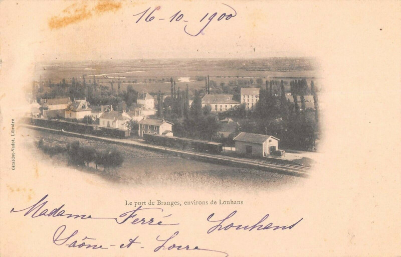 Carte postale ancienne Le Port De Branges Environs De Louhans (Train à Branges