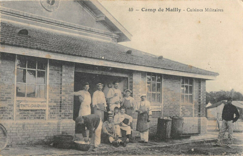 Carte postale ancienne Camp De Mailly Cuisines Militaires