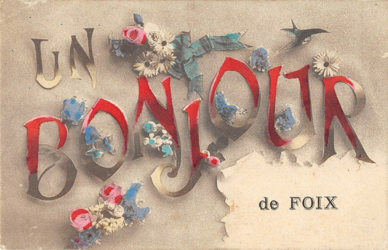 Carte postale ancienne Bonjour De Foix à Foix