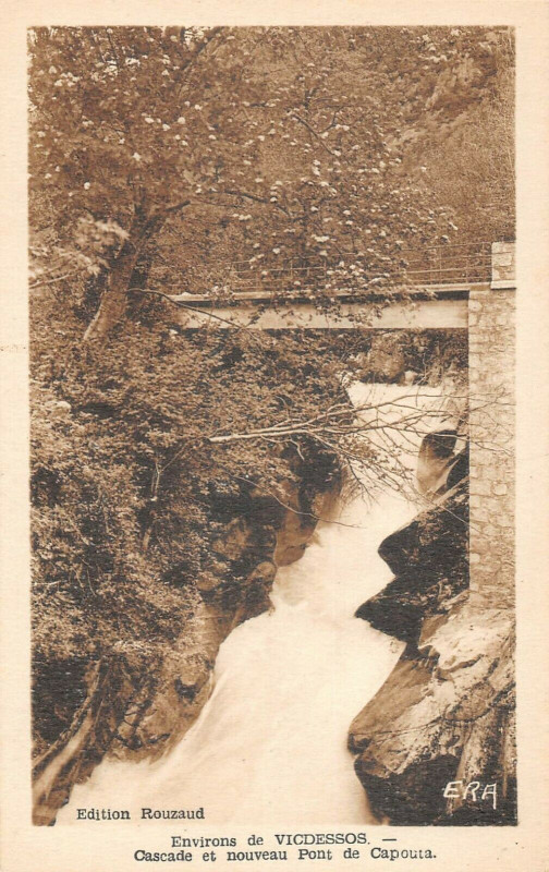 Carte postale ancienne Env.vicdessos Cascade Et Nouveau Pont De Capouta