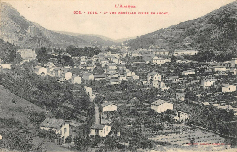 Carte postale ancienne Foix 3e Vue Generale Prise En Amont à Foix