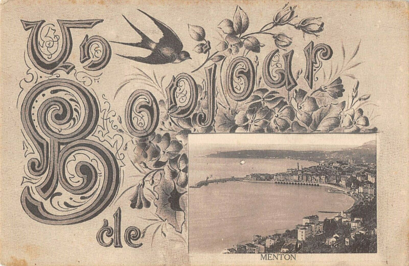 Carte postale ancienne Un Bonjour De Menton à Menton