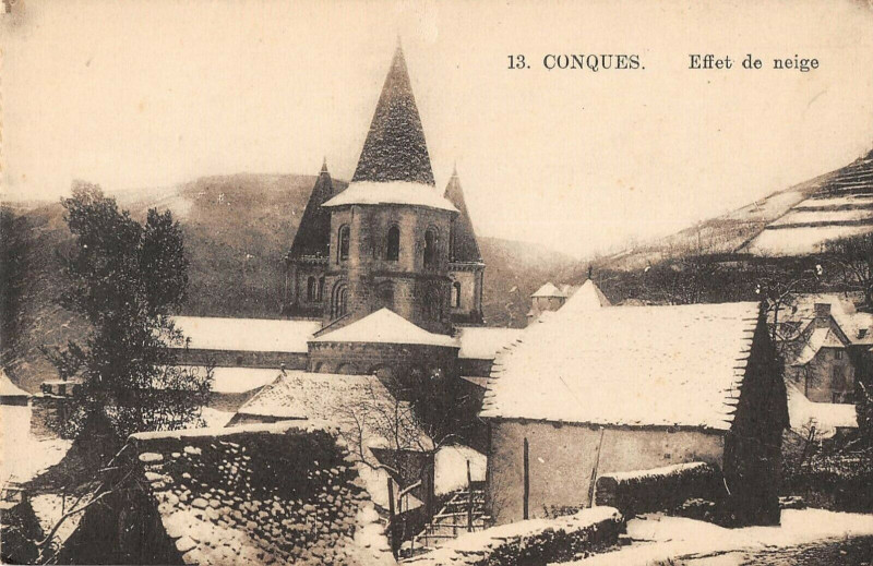 Carte postale ancienne Conques Effet De Neige