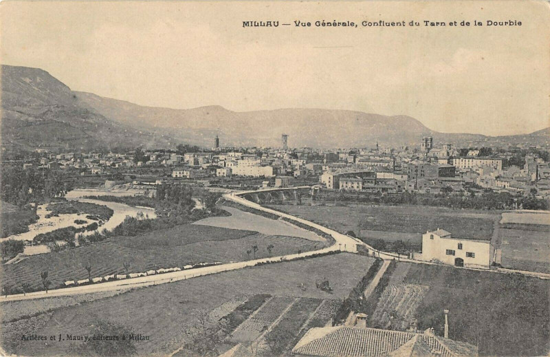 Carte postale ancienne Millau Vue Generale Confluent Du Tarn Et Dourbie à Millau