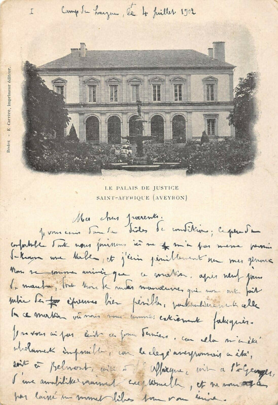 Carte postale ancienne Saint Affrique Le Palais De Justice à Saint-Affrique