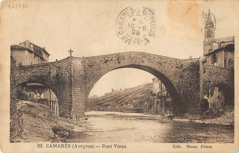 Carte postale ancienne Camares Pont Vieux à Camarès