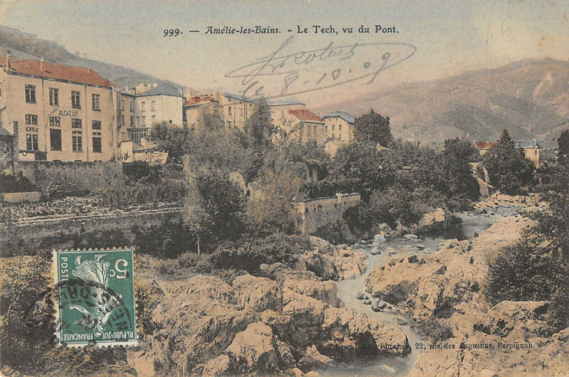 Carte postale ancienne Amelie Les Bains Le Tech Vu Du Pont au Tech