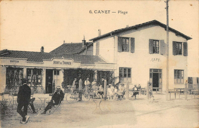Carte postale ancienne Canet Plage (débit de tabacs coiffeur café  Cpa Rare à Ur