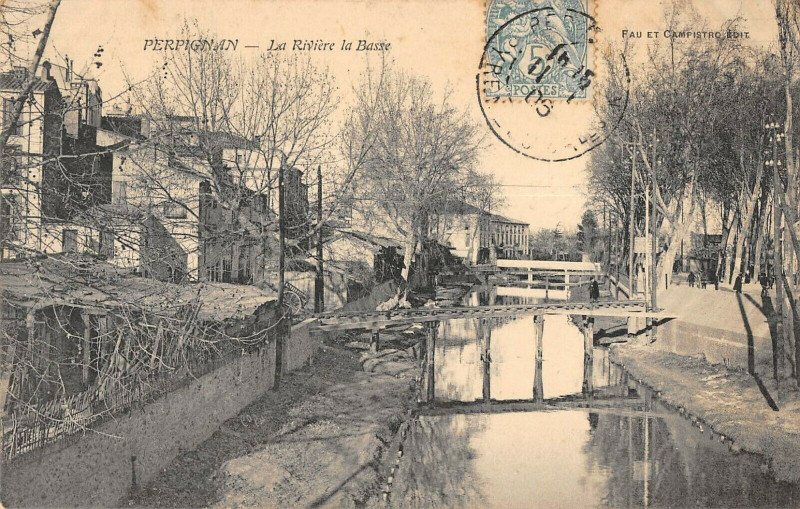 Carte postale ancienne Perpignan La Riviere La Basse à Perpignan