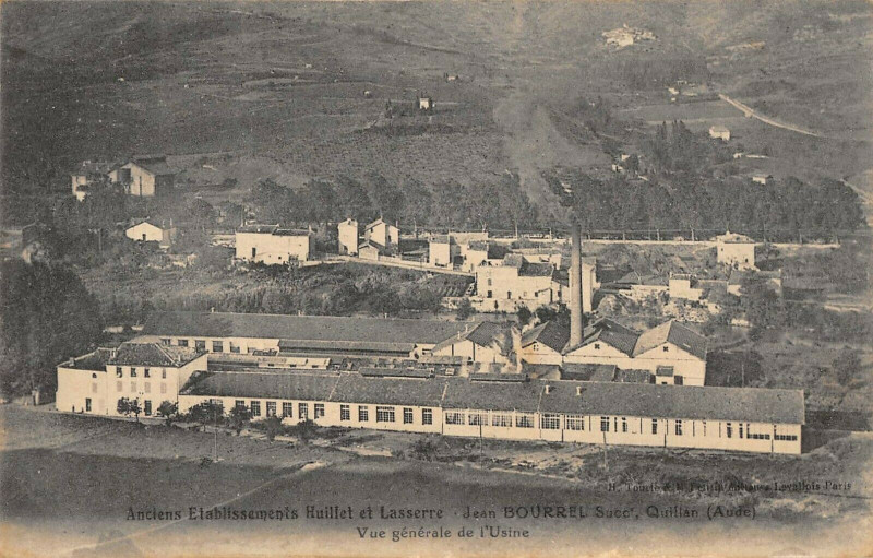 Carte postale ancienne Quillan Jean Bourrel Anciens Ets Huillet Lasserre Vue Usine à Quillan