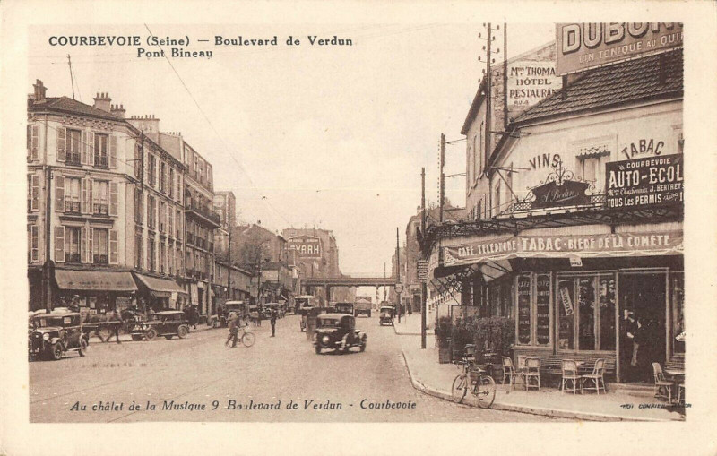 Carte postale ancienne Boulevard de Verdun - Pont Bineau à Courbevoie