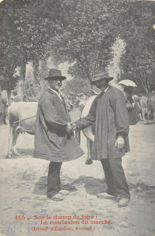 Carte postale ancienne Sur Le Champ De Foire La Conclusion Du Marche