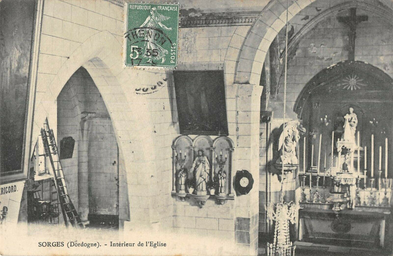 Carte postale ancienne Sorges Interieur Eglise