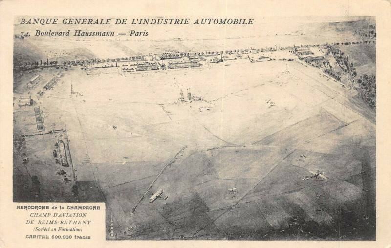 Carte postale ancienne Reims Betheny Banque Generale De L'Industrie Automobile bd Haussman à Reims