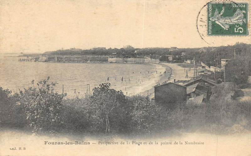 Carte postale ancienne Fouras Les Bains Perspective De La Plage Et De La Pointe De La Nombraine à Fouras