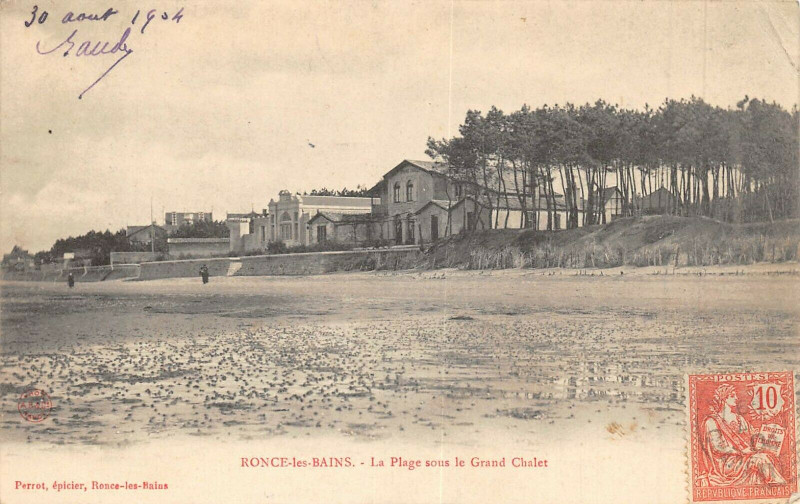 Carte postale ancienne Ronce Les Bains La Plage Sous Le Grand Chalet