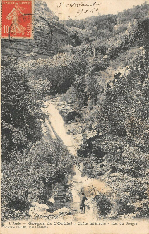Carte postale ancienne Gorges De L'Orbiel Chute Inferieure Roc Du Bougre