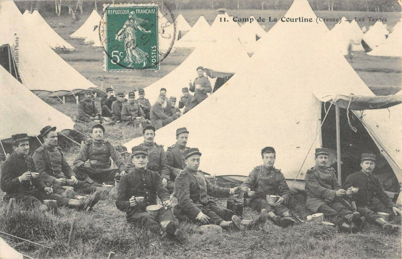 Carte postale ancienne Camp De La Courtine Les Tentes à La Courtine