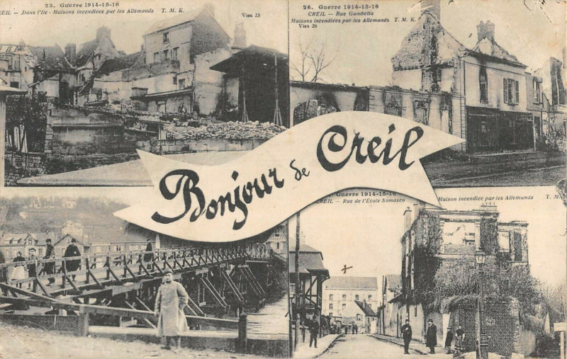 Carte postale ancienne Bonjour De Creil à Creil