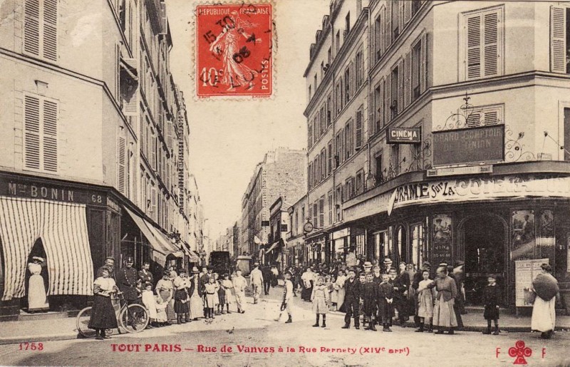 Carte postale ancienne Rue de Vanves à la Rue Pernety à Paris 14e