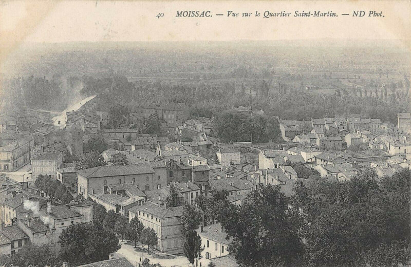 Carte postale ancienne Moissac Vue Sur Le Quartier Saint Martin à Moissac