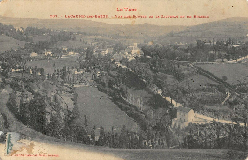 Carte postale ancienne Lacaune Les Bains Vue Des Routes De La Salvetat Et De Brassac à Lacaune