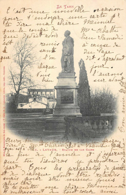 Carte postale ancienne Lavaur Statue De Las Cazes à Lavaur