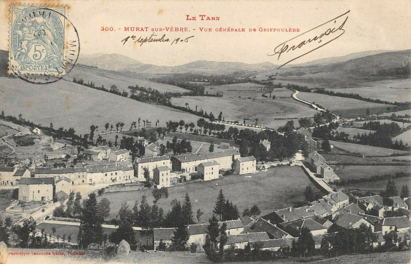 Carte postale ancienne Murat Sur Vebre Vue Generale De Griffoulede