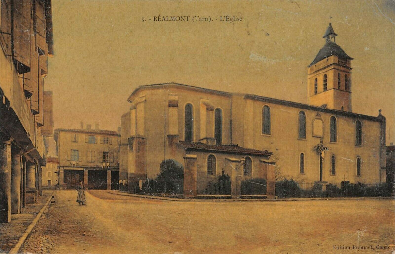 Carte postale ancienne Realmont L'Eglise (cpa émail à Réalmont