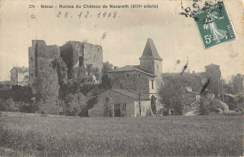Carte postale ancienne Nerac Ruines Du Chateau De Nazareth à Nérac