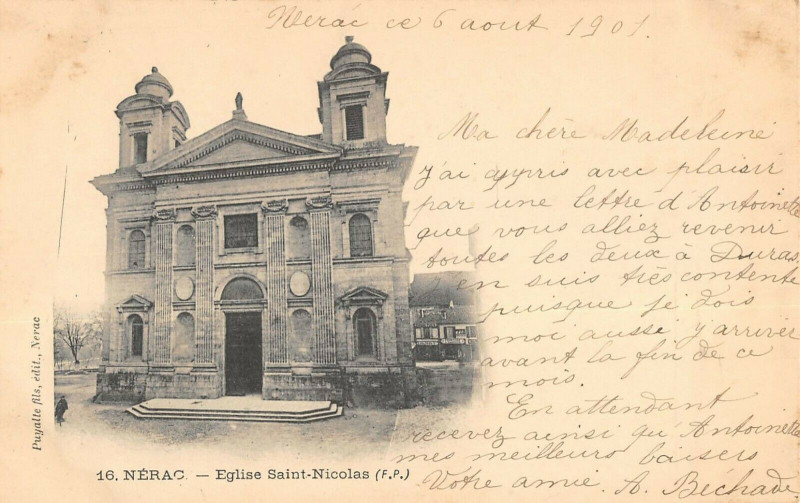 Carte postale ancienne Nerac Eglise Saint Nicolas à Nérac