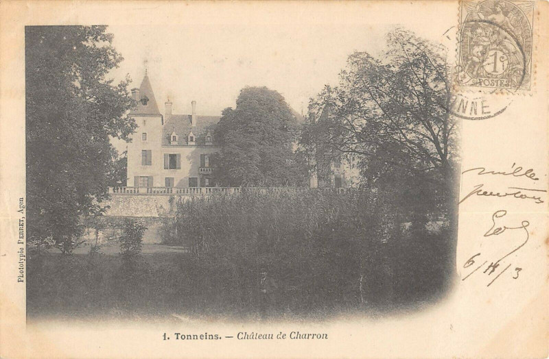 Carte postale ancienne Tonneins Chateau De Charron à Tonneins