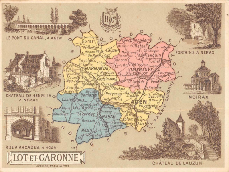 Carte postale ancienne Lot Et Garonne Joli Chromo Representatif Du Departement 47