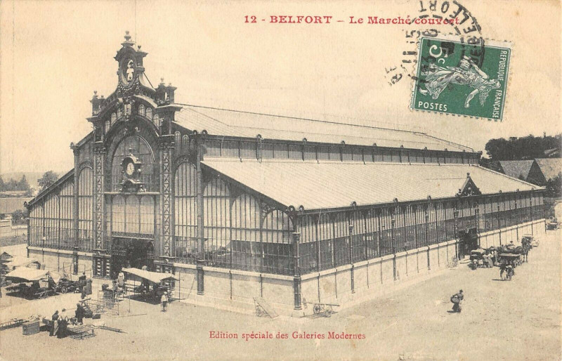 Carte postale ancienne Belfort Le Marche Couvert à Belfort