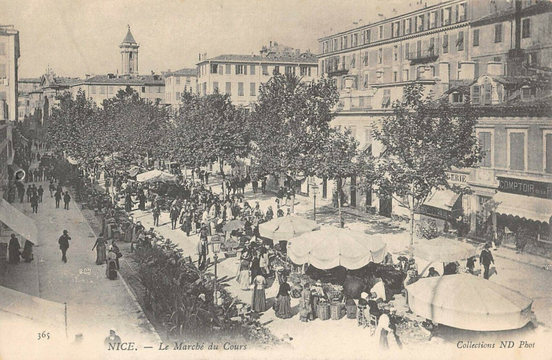 Carte postale ancienne Nice Le Marche Du Cours à Nice